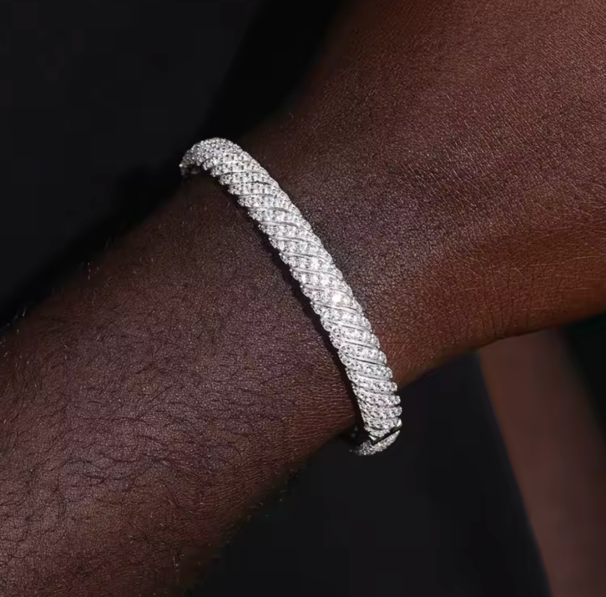 8MM Moissanite Twist Bracelet 14K Gold