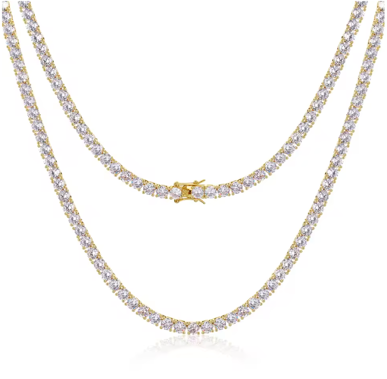 S925 Moissanite Tennis Chain 18K Gold (ALL SIZES)