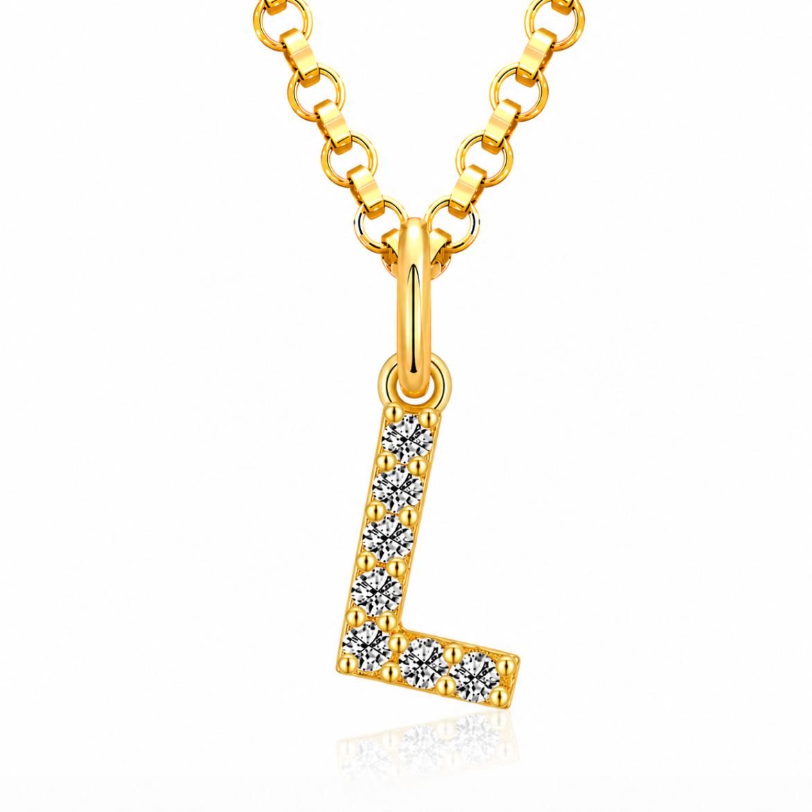 Moissanite Tiny Letters Initial Pendant + Free chain