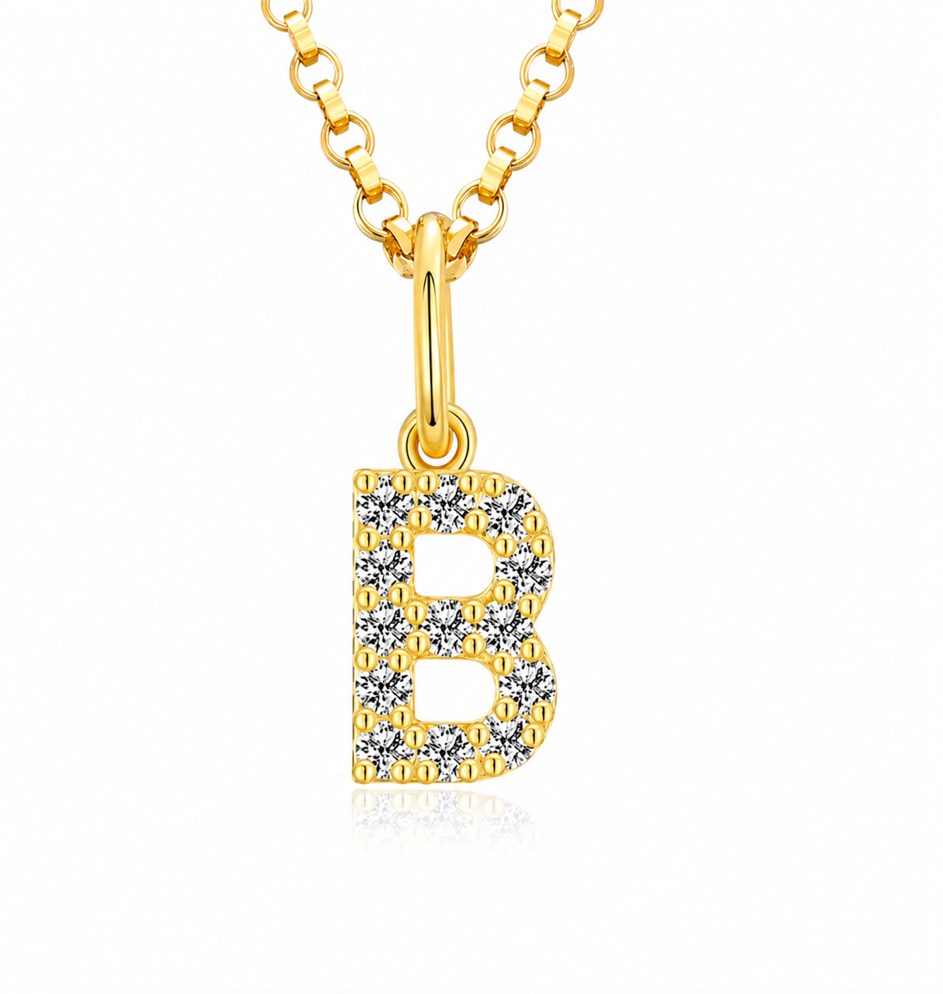 Moissanite Tiny Letters Initial Pendant + Free chain