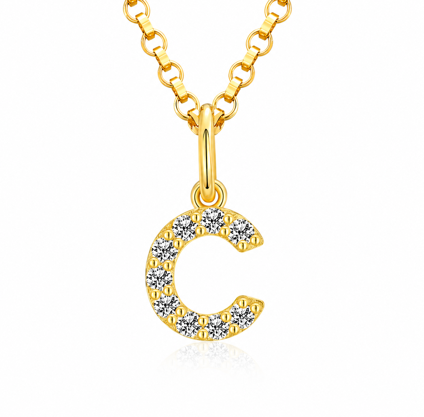 Moissanite Tiny Letters Initial Pendant + Free chain