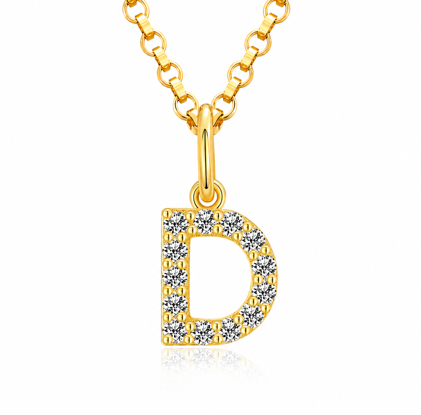 Moissanite Tiny Letters Initial Pendant + Free chain