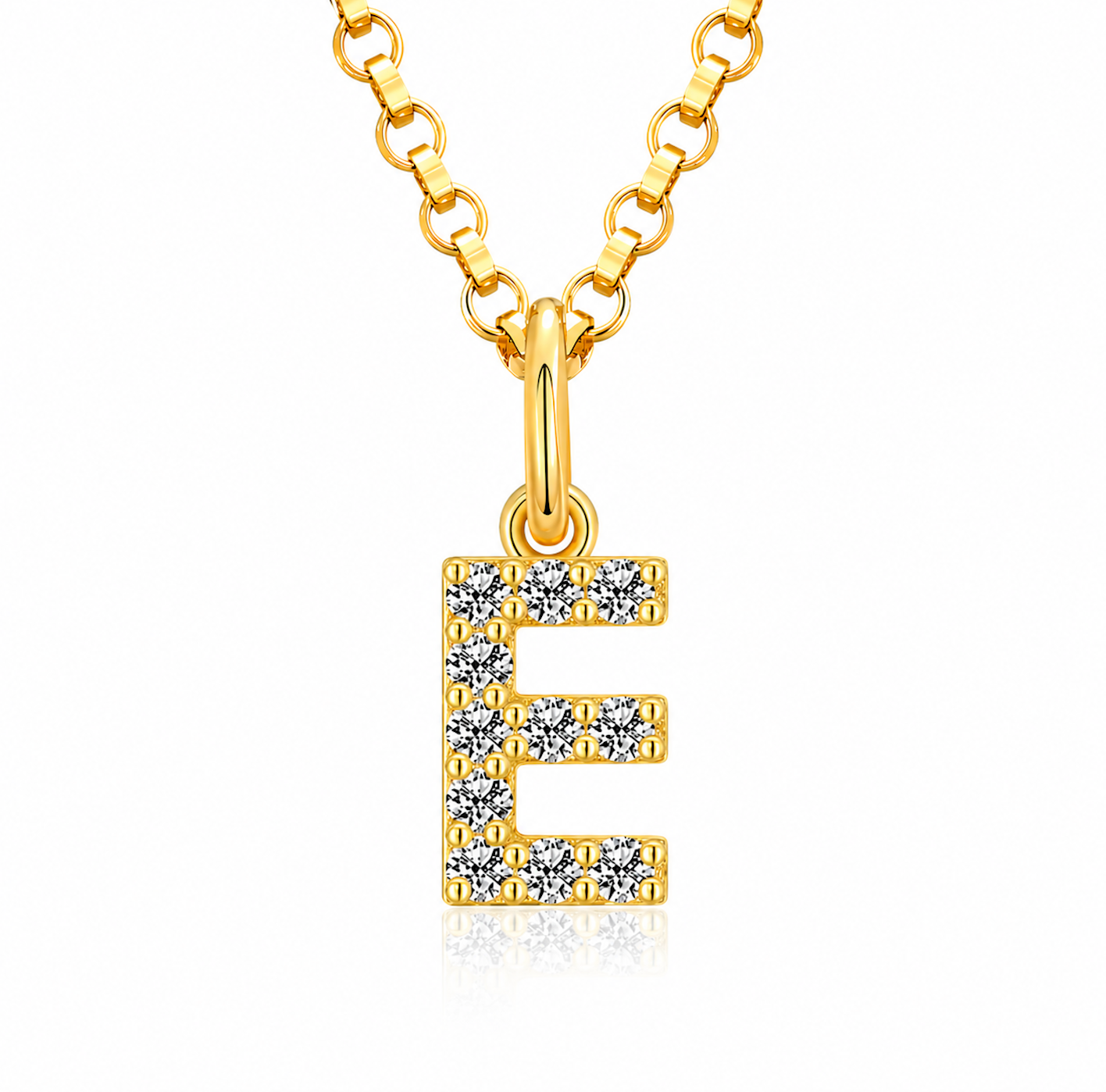 Moissanite Tiny Letters Initial Pendant + Free chain