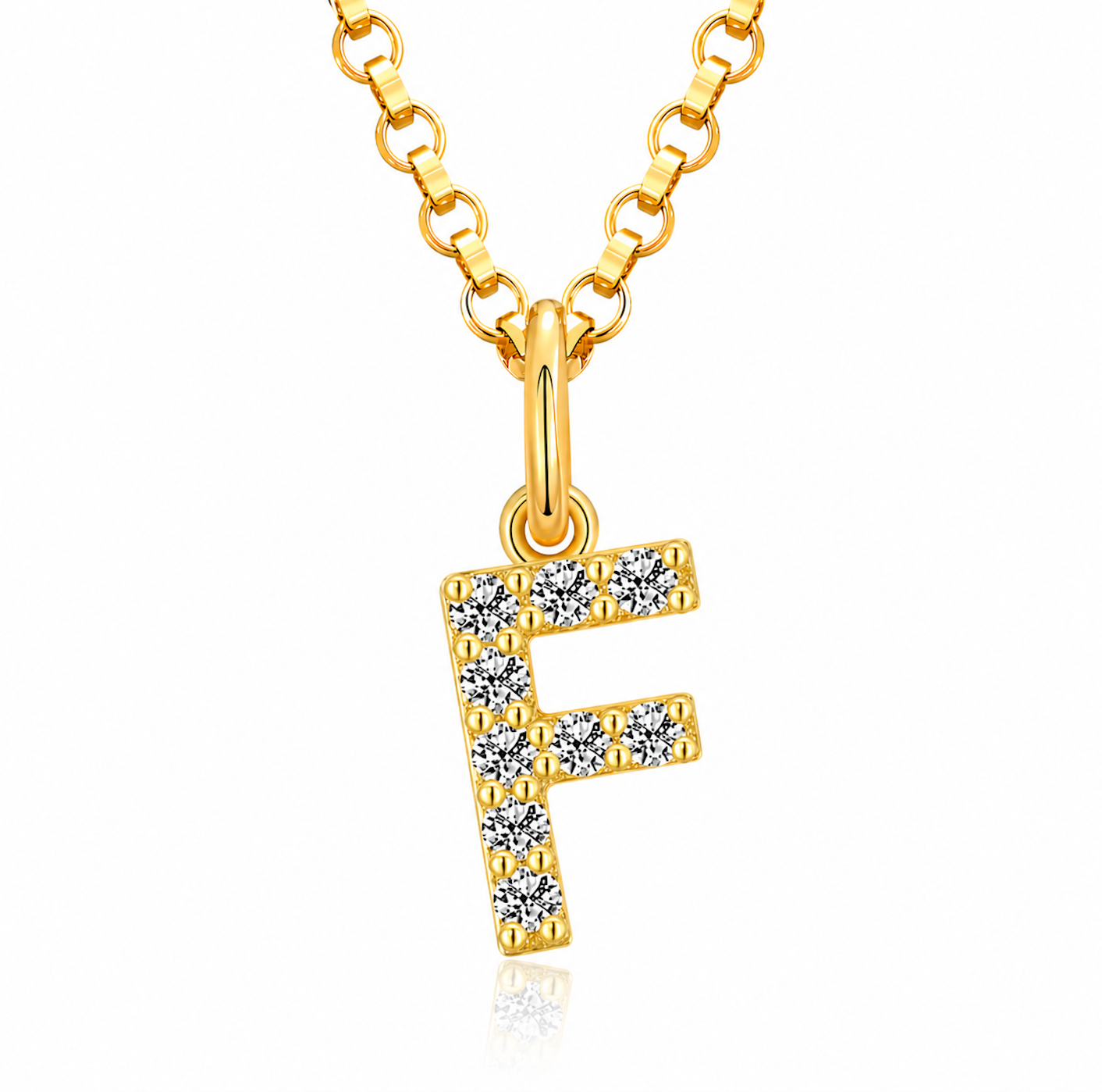 Moissanite Tiny Letters Initial Pendant + Free chain