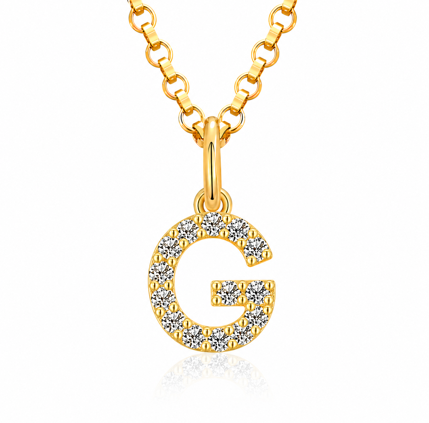 Moissanite Tiny Letters Initial Pendant + Free chain