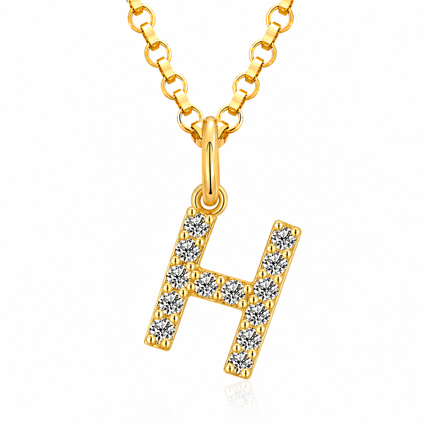 Moissanite Tiny Letters Initial Pendant + Free chain