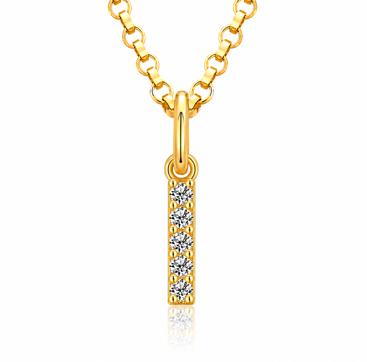Moissanite Tiny Letters Initial Pendant + Free chain