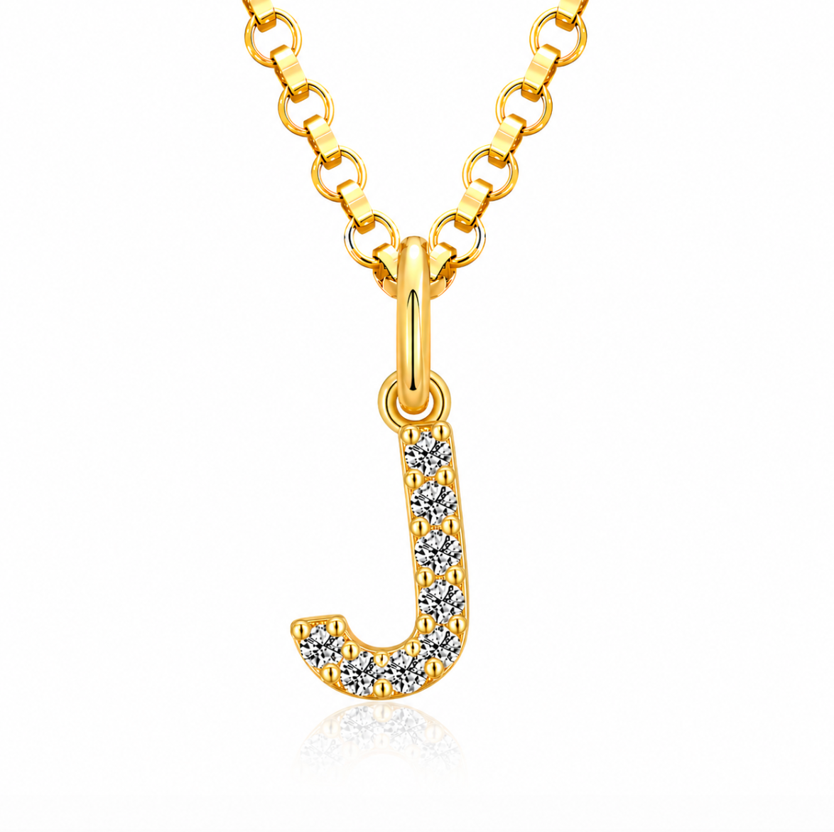 Moissanite Tiny Letters Initial Pendant + Free chain