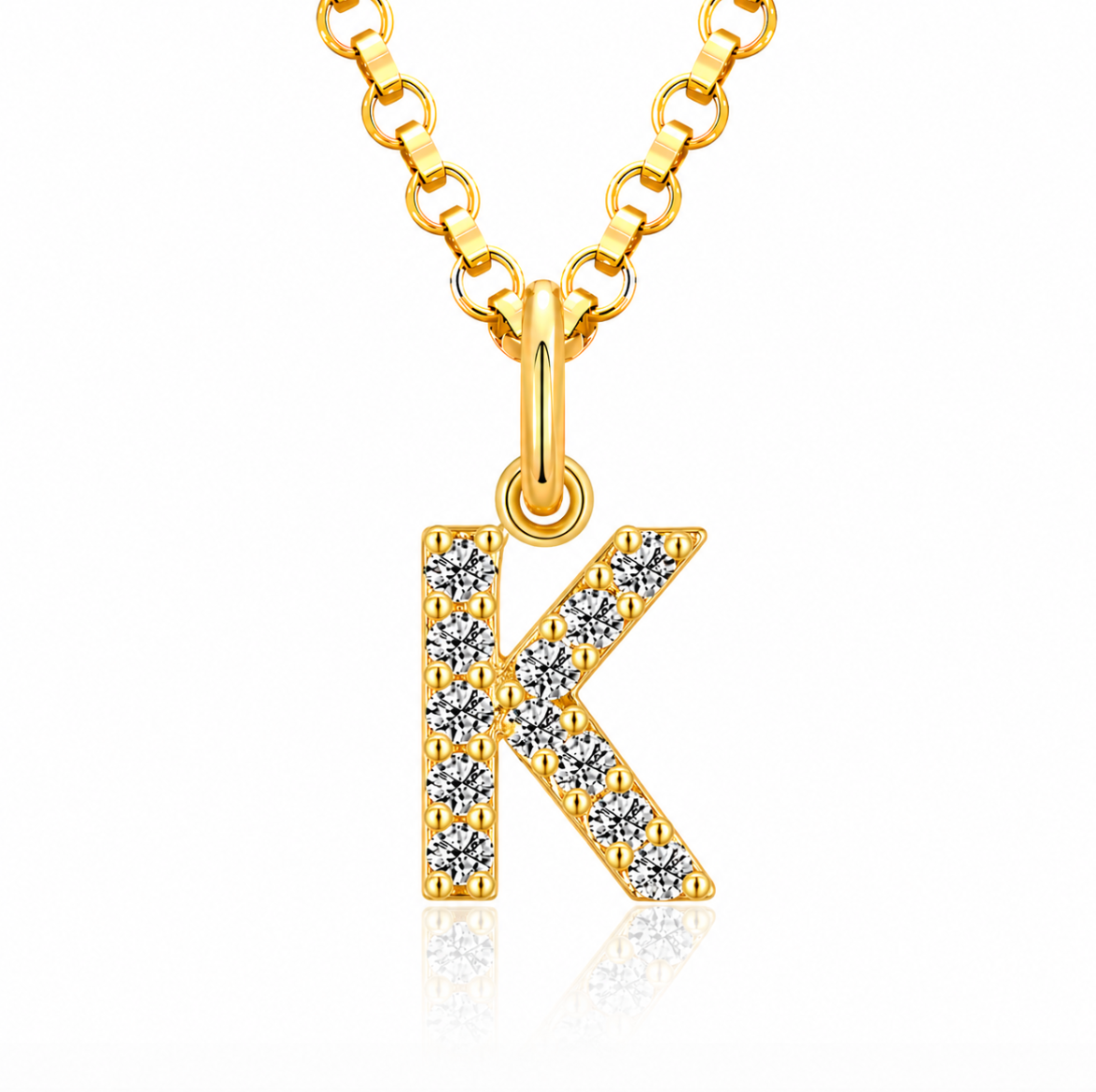 Moissanite Tiny Letters Initial Pendant + Free chain