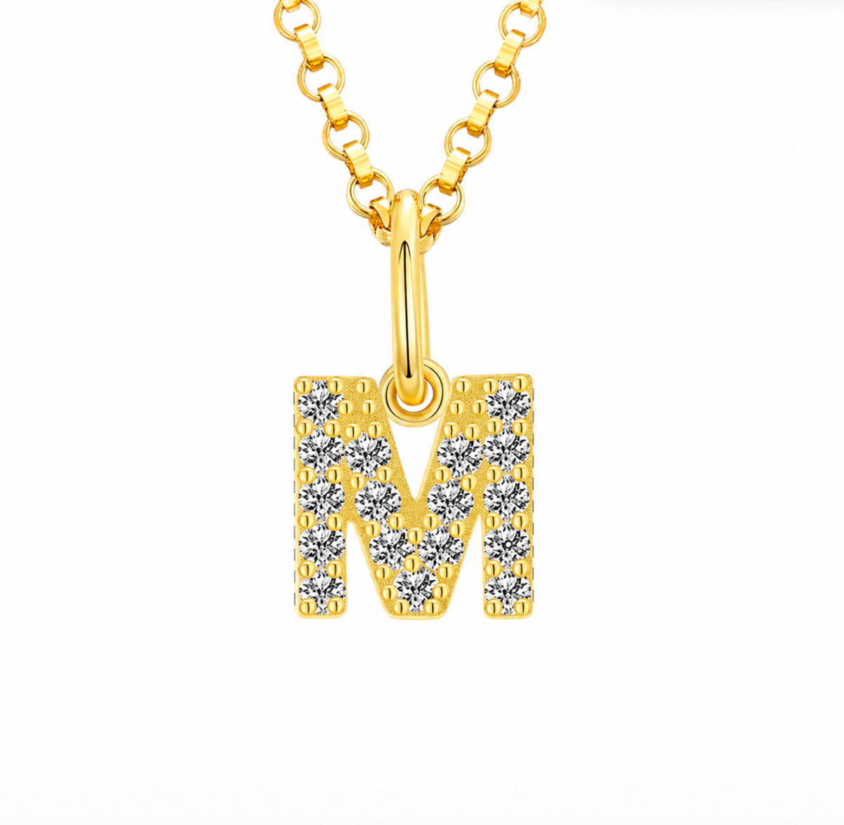 Moissanite Tiny Letters Initial Pendant + Free chain