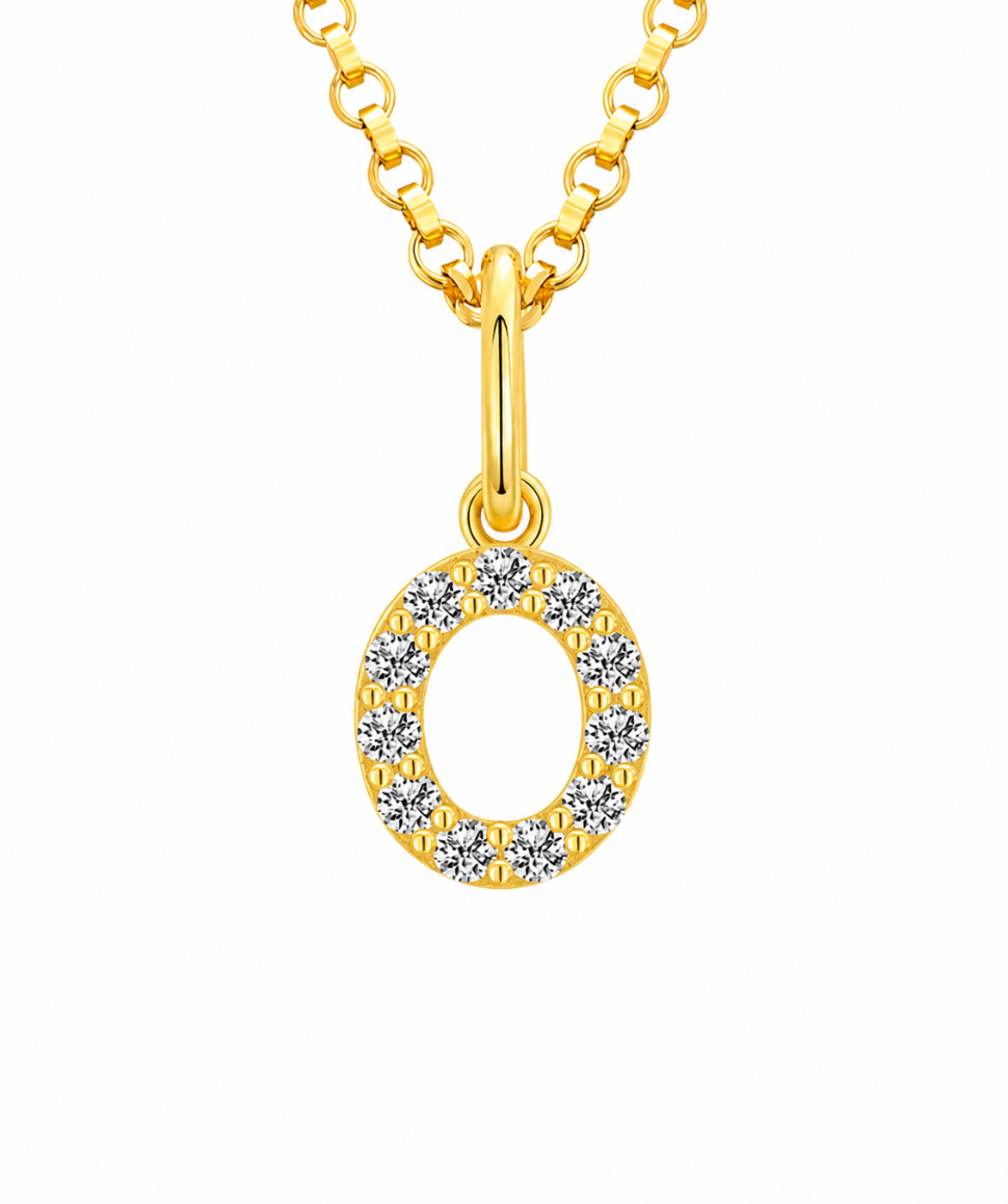 Moissanite Tiny Letters Initial Pendant + Free chain