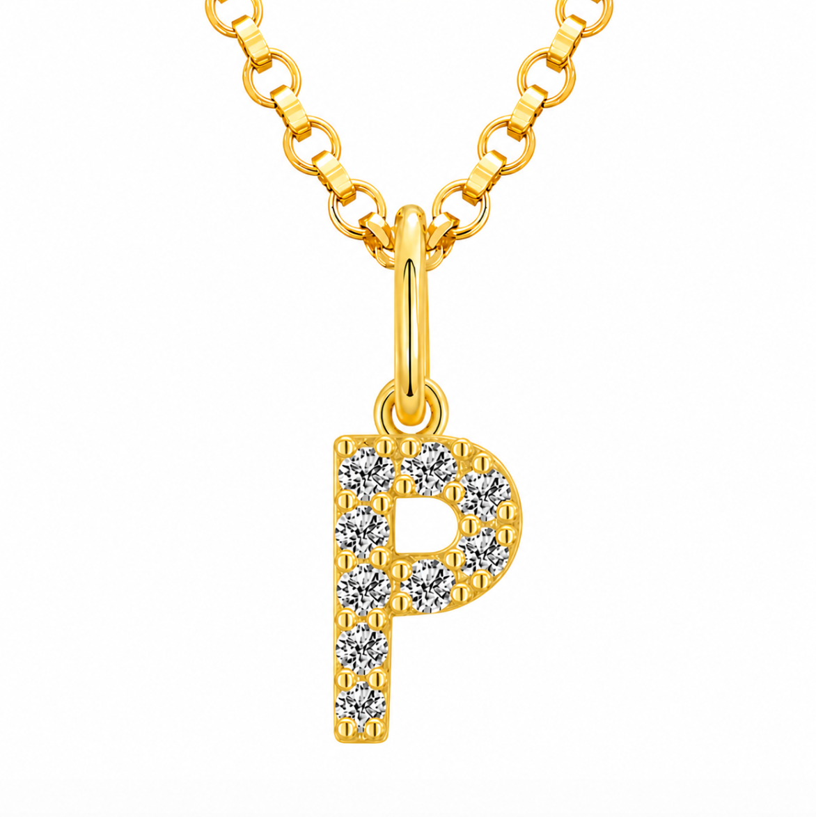 Moissanite Tiny Letters Initial Pendant + Free chain