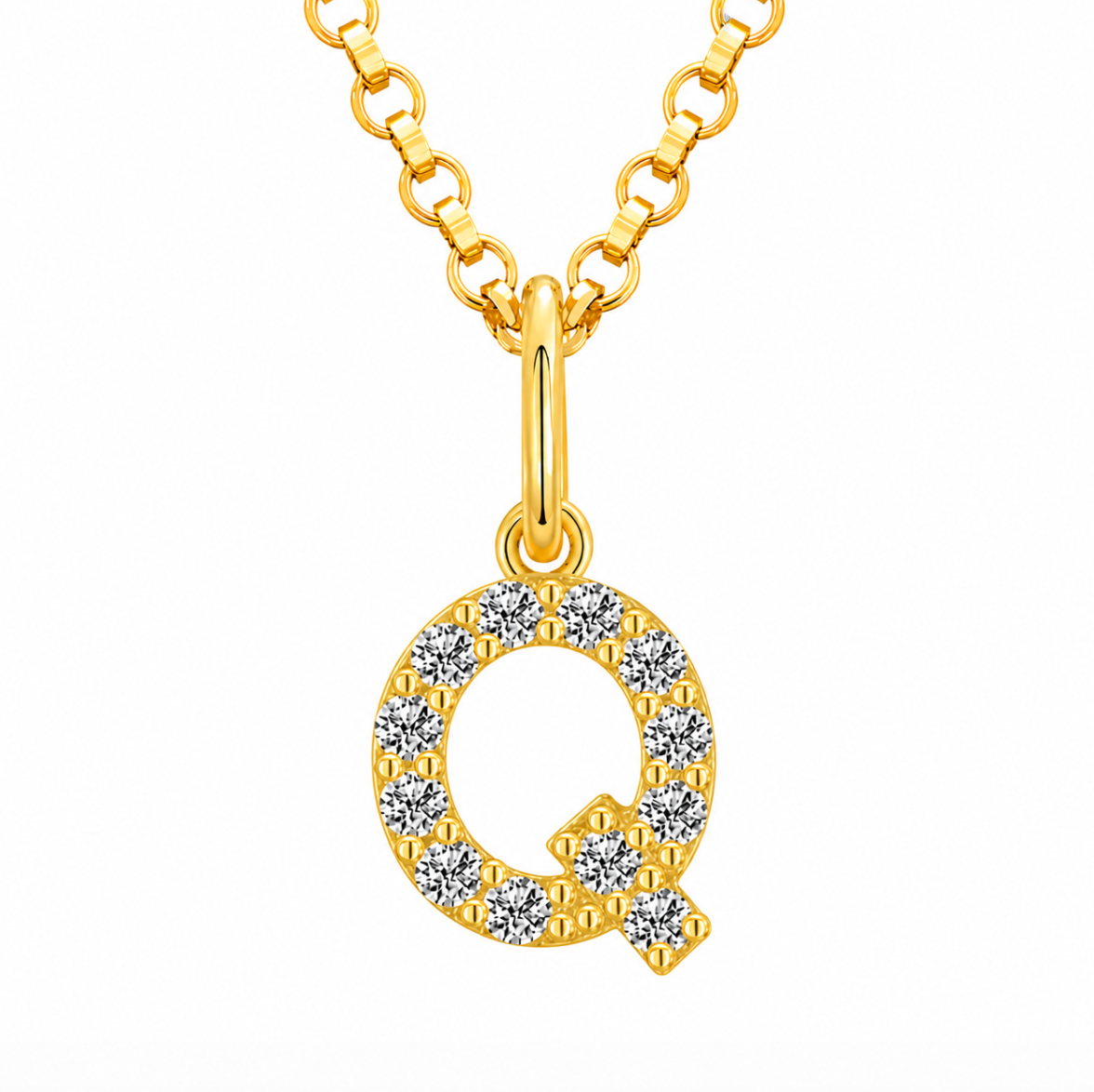 Moissanite Tiny Letters Initial Pendant + Free chain
