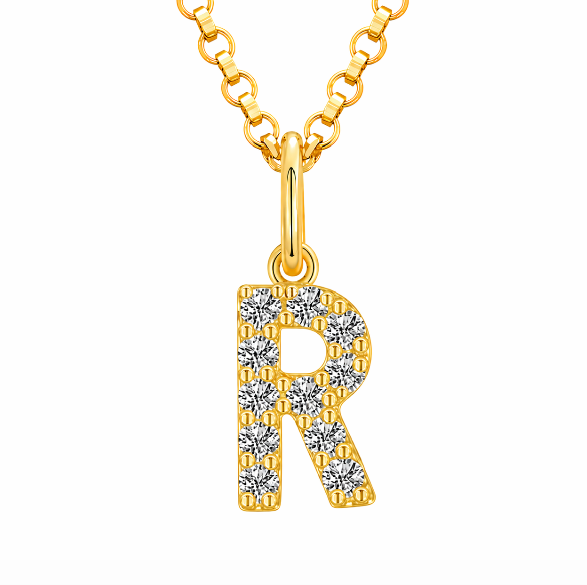 Moissanite Tiny Letters Initial Pendant + Free chain