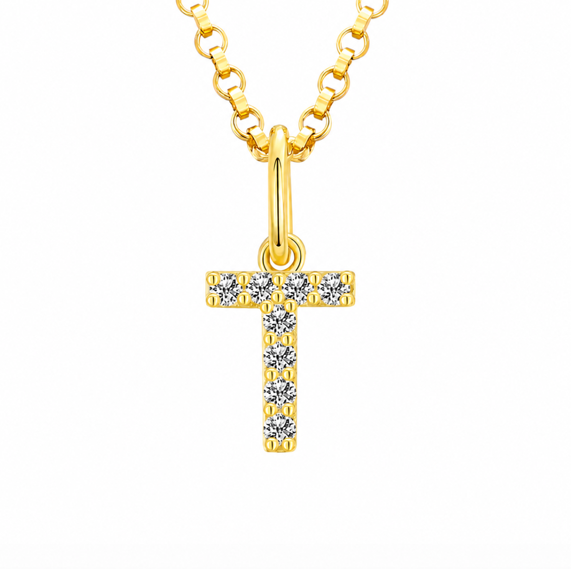 Moissanite Tiny Letters Initial Pendant + Free chain