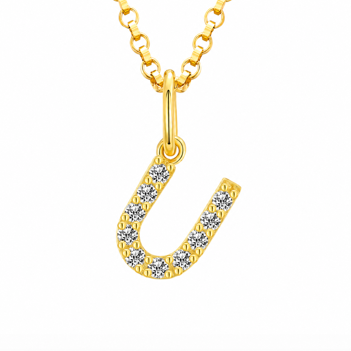 Moissanite Tiny Letters Initial Pendant + Free chain