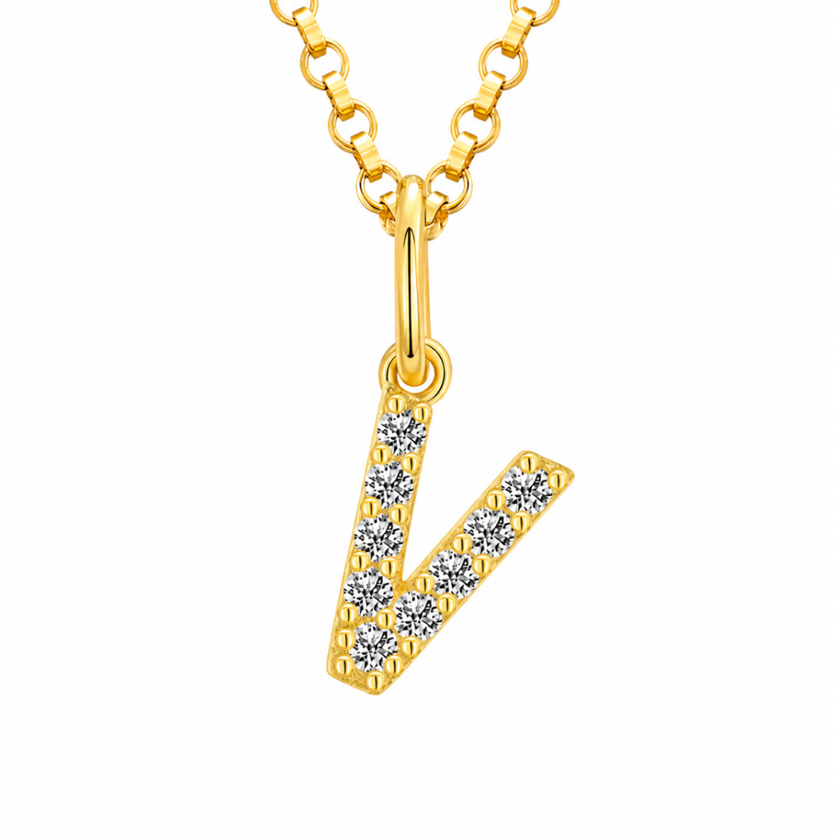 Moissanite Tiny Letters Initial Pendant + Free chain