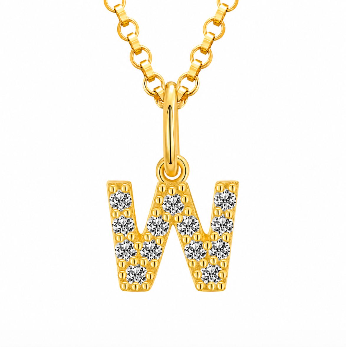 Moissanite Tiny Letters Initial Pendant + Free chain