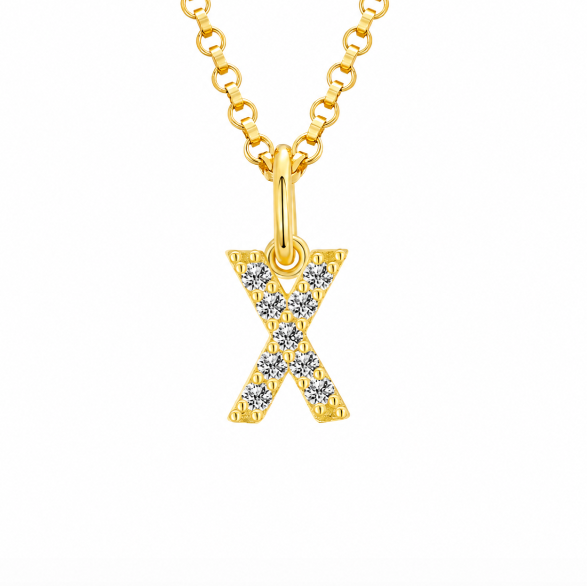 Moissanite Tiny Letters Initial Pendant + Free chain