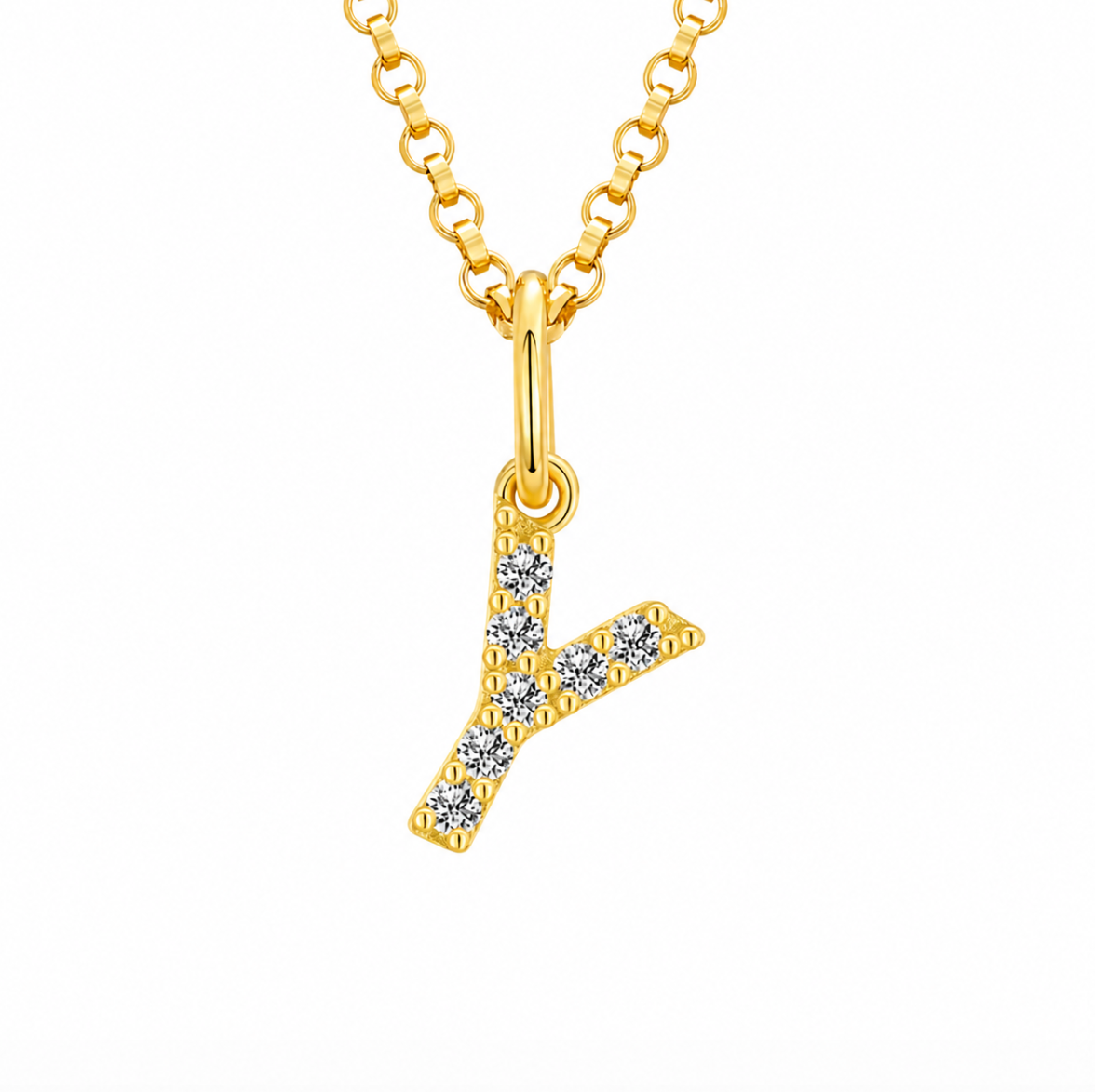 Moissanite Tiny Letters Initial Pendant + Free chain