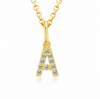 Moissanite Tiny Letters Initial Pendant + Free chain