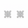 Moissanite Cross Flower Stud Earrings 18K Gold