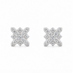 Moissanite Cross Flower Stud Earrings 18K Gold