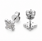 Moissanite Cross Flower Stud Earrings 18K Gold
