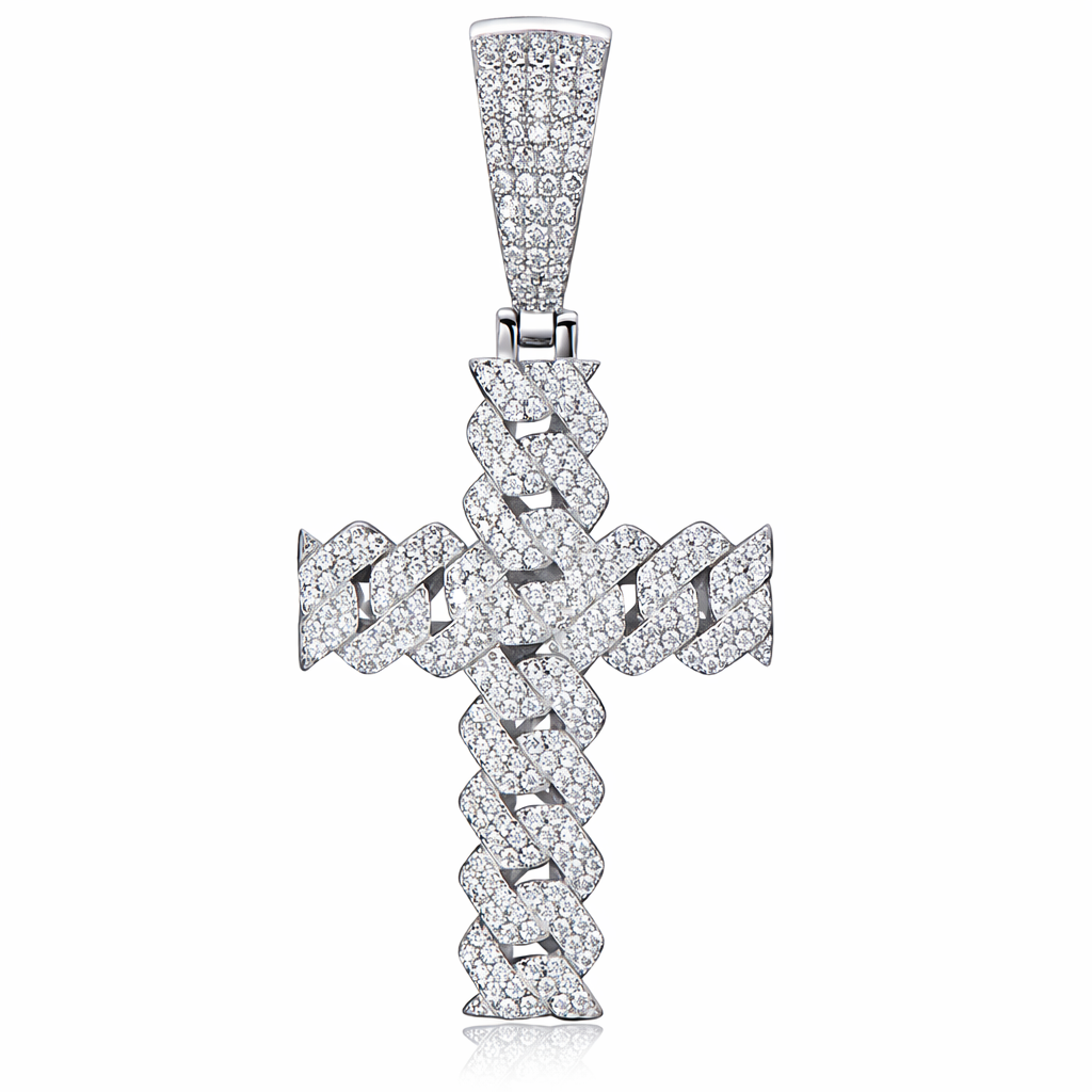 Moissanite Cross Pendant 18K Gold