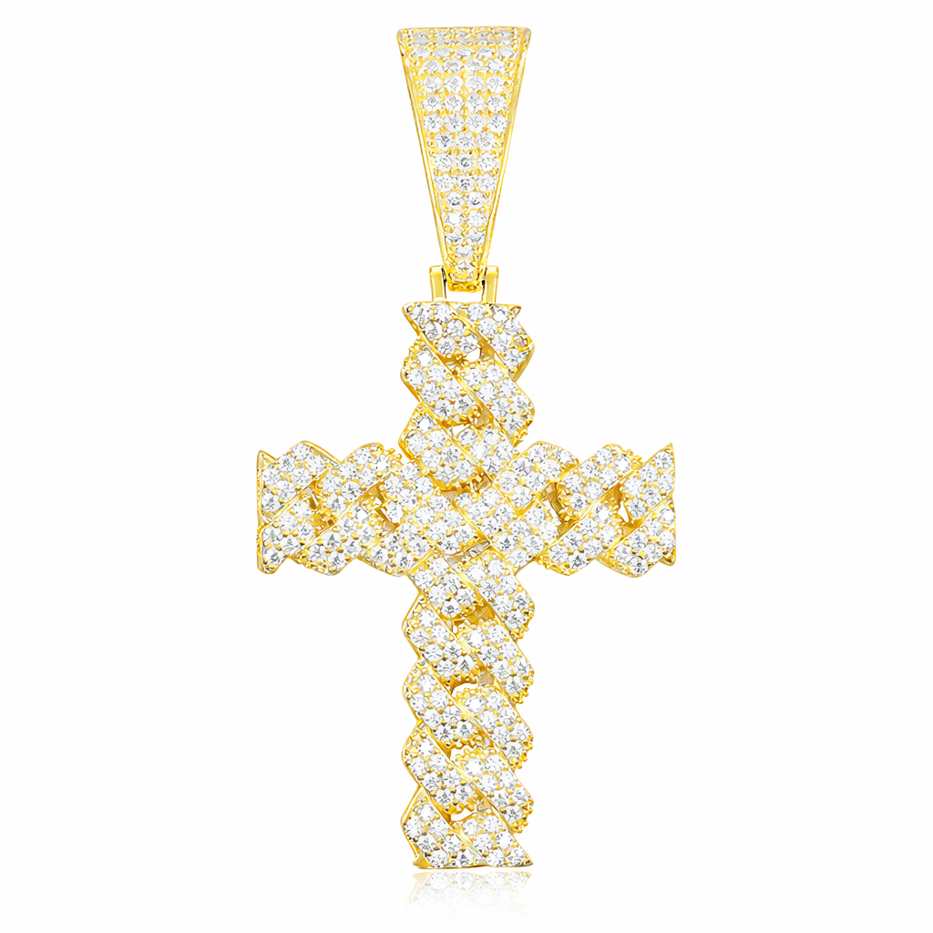 Moissanite Cross Pendant 18K Gold