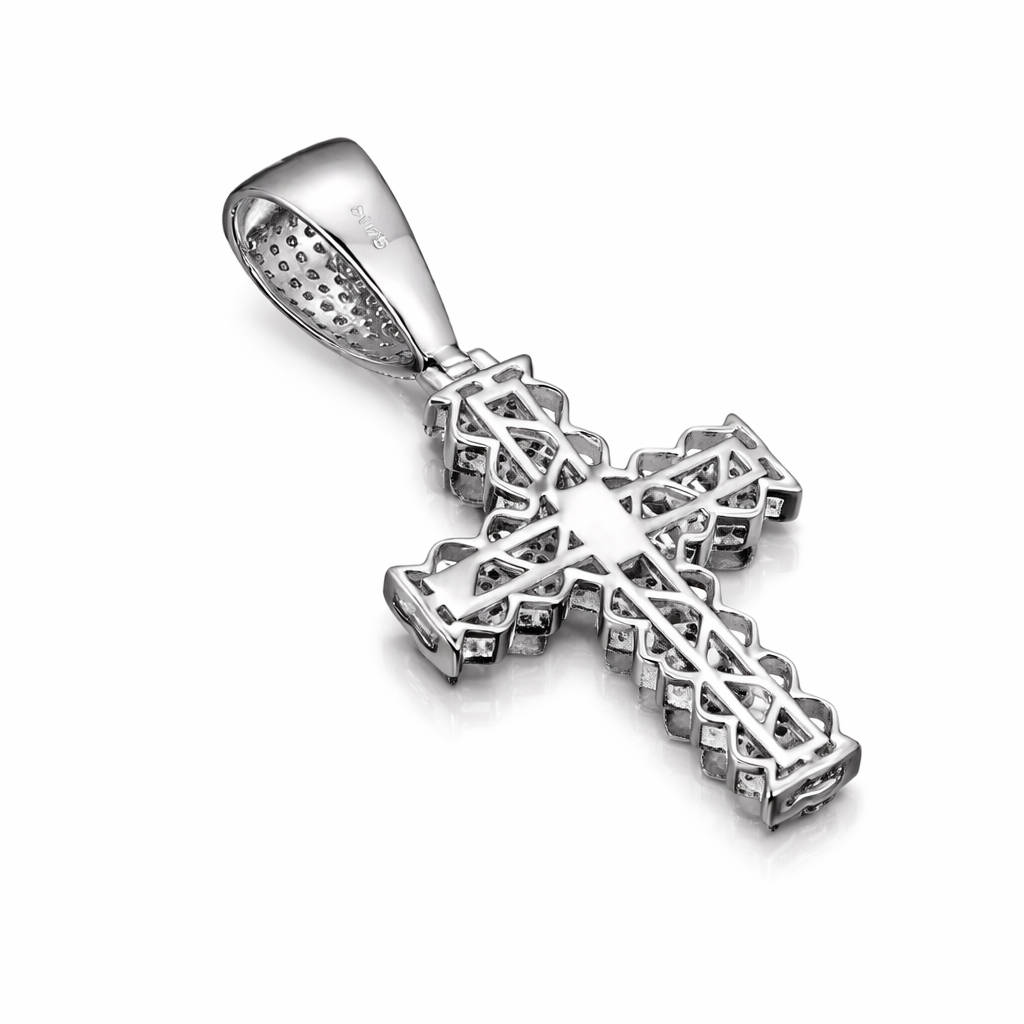 Moissanite Cross Pendant 18K Gold