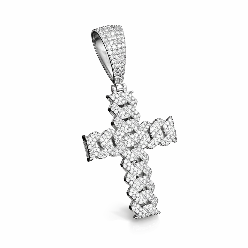 Moissanite Cross Pendant 18K Gold
