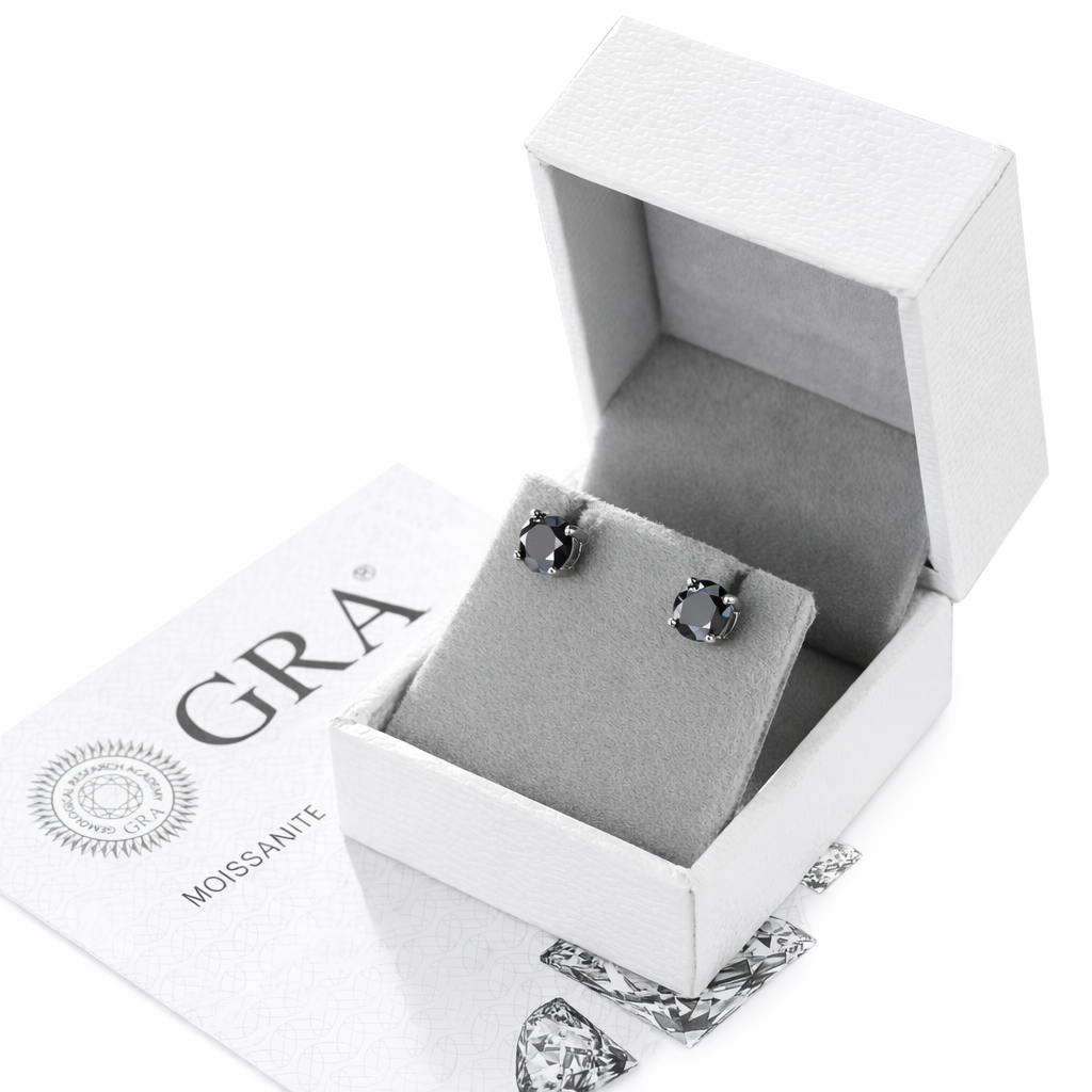 Black VVS Moissanite Stud Earrings