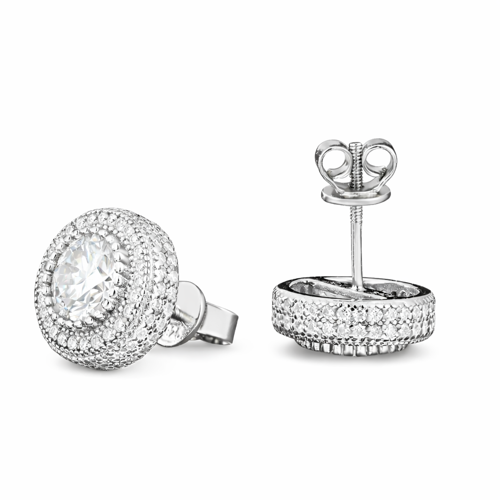 Halo Moissanite Stud Earrings