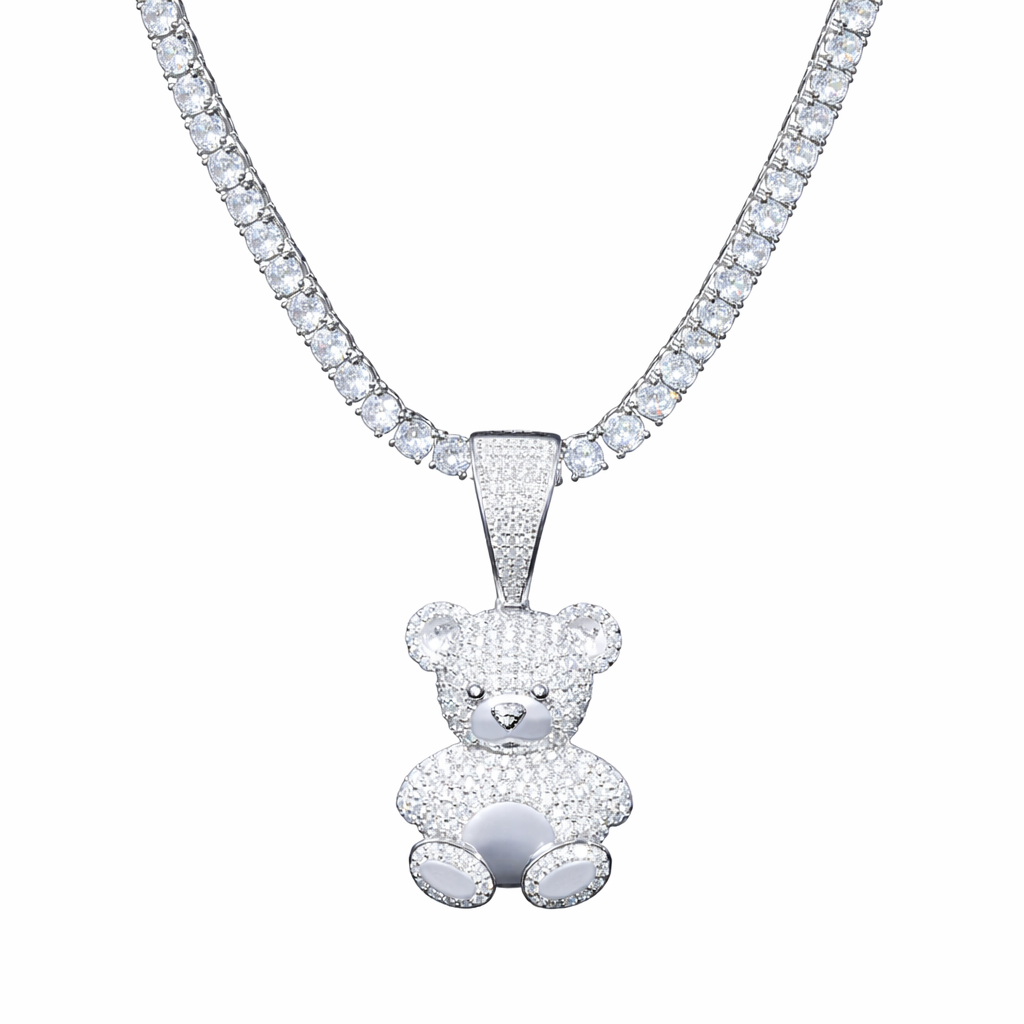 Moissanite Bear Pendant 14K Gold