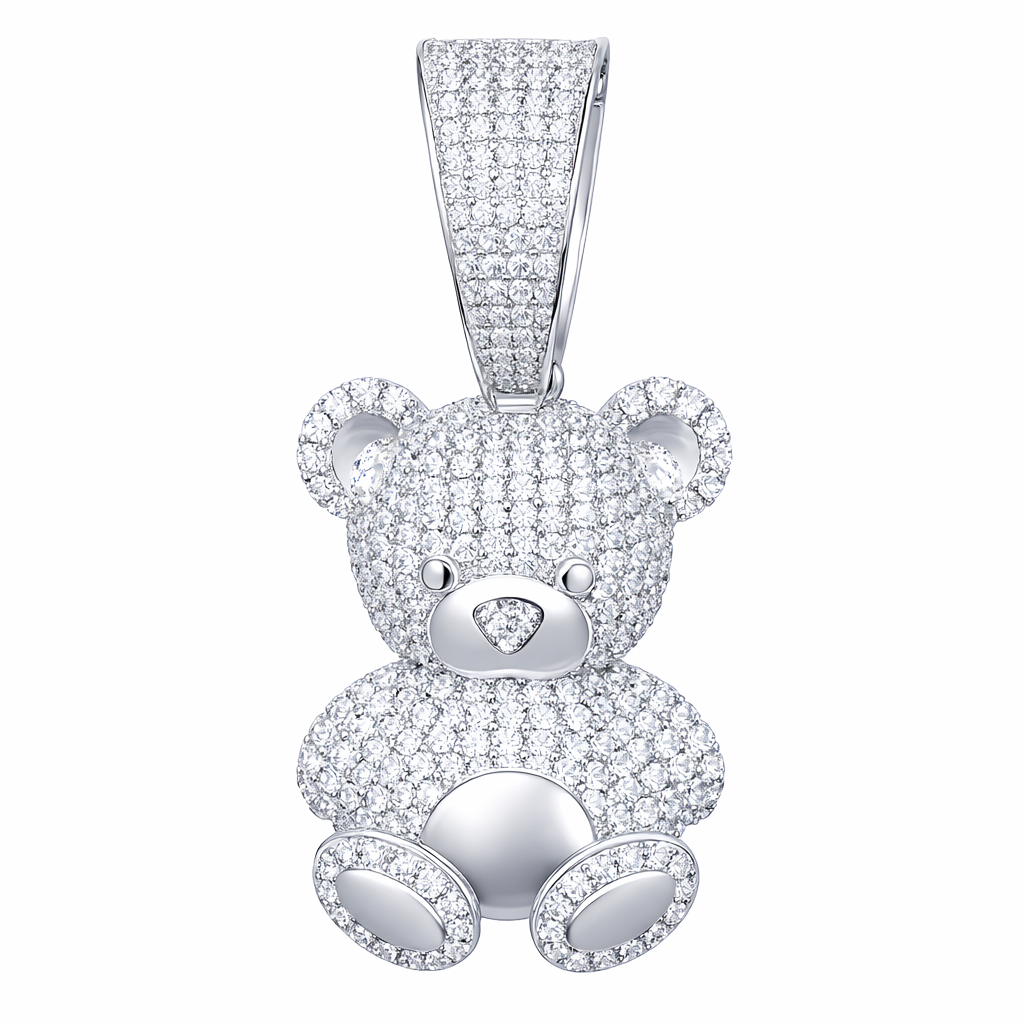 Moissanite Bear Pendant 14K Gold