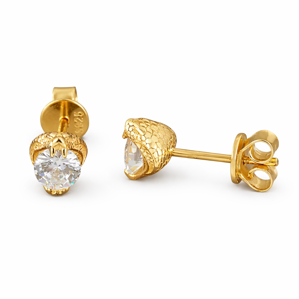 Moissanite Snake Stud Earrings 14K Gold