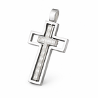 Cross Pendant Double Side Rotatable CZ 14K Gold + Free Rope Chain
