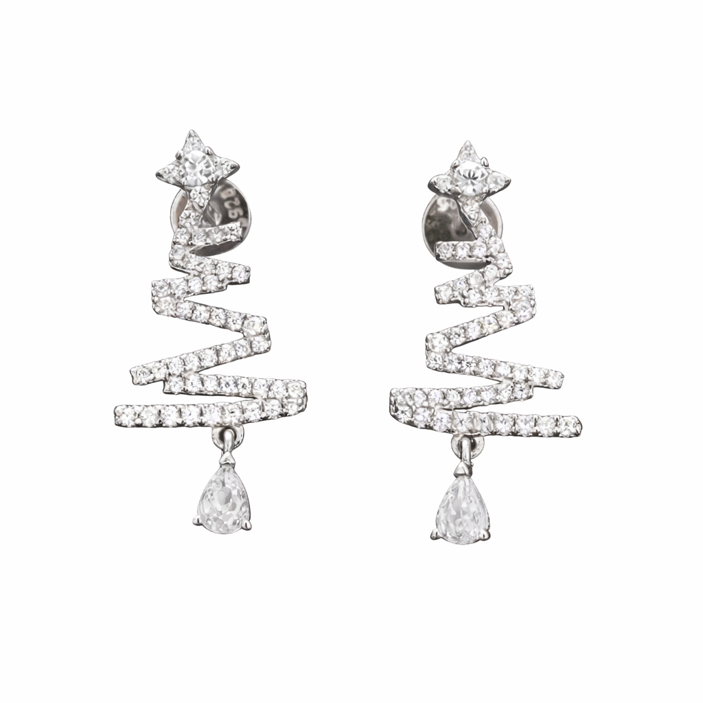Christmas Tree Moissanite Stud Earrings