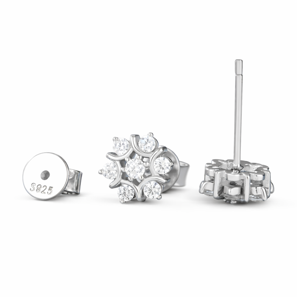 Moissanite Snow Flower Stud Earrings