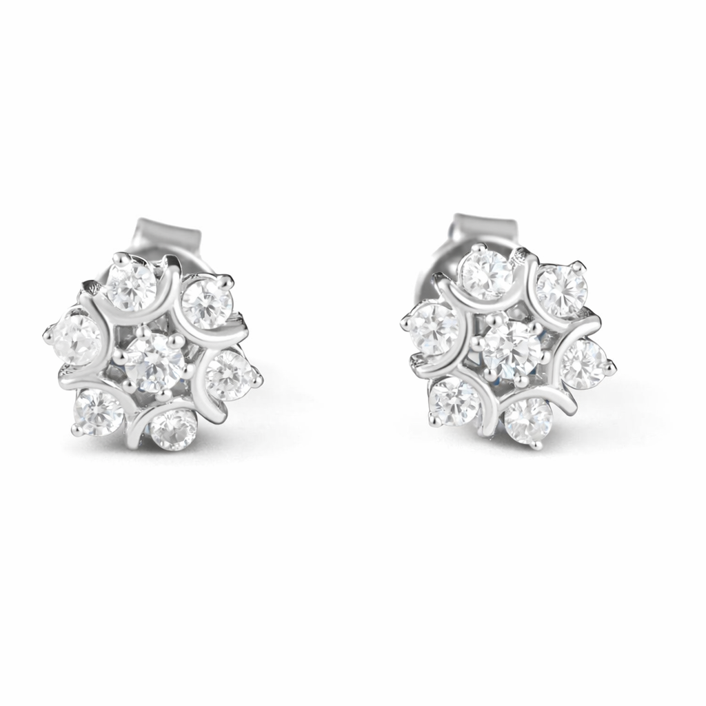 Moissanite Snow Flower Stud Earrings