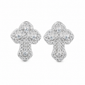Medium Cross Moissanite Earrings 14K Gold