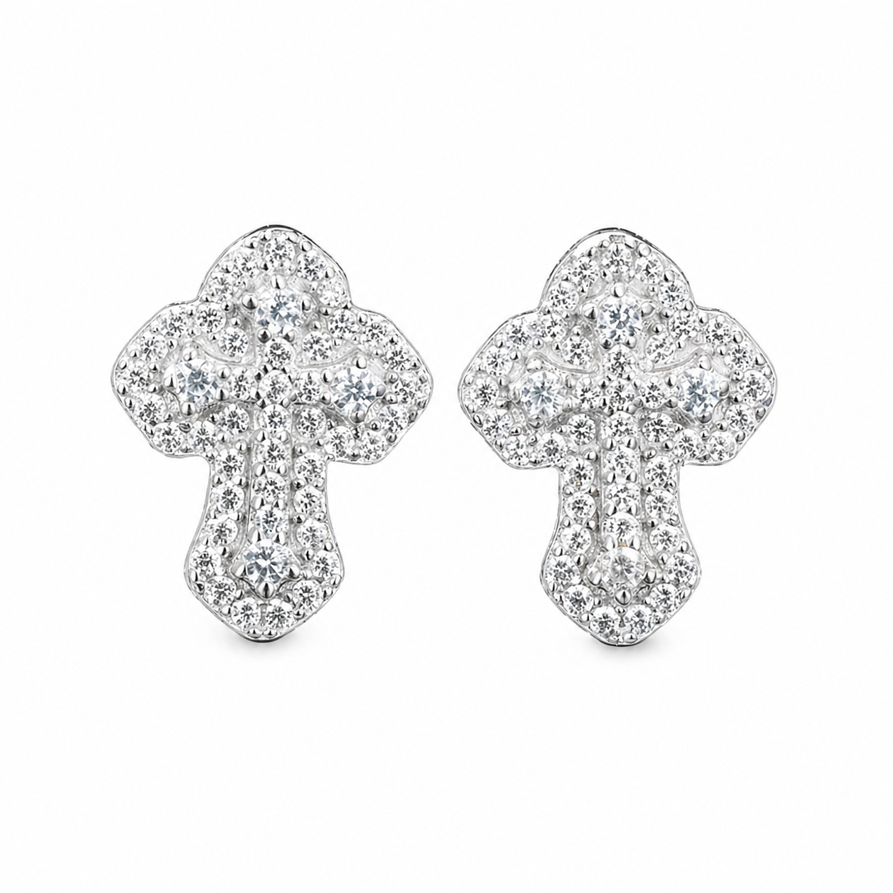Medium Cross Moissanite Earrings 14K Gold