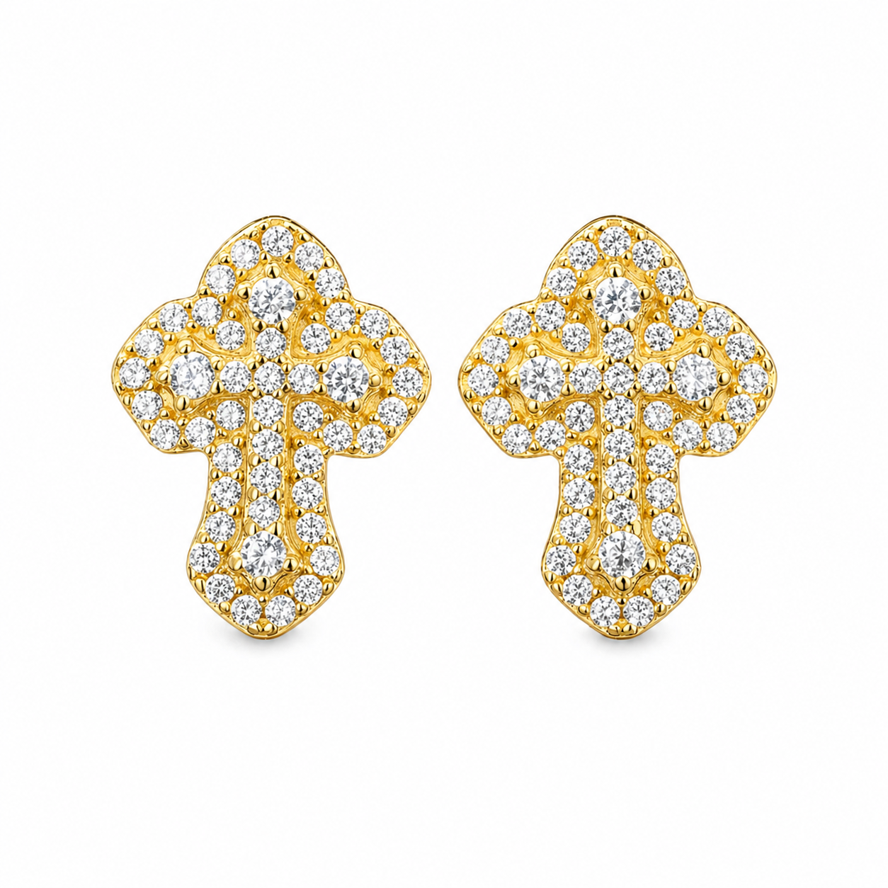 Medium Cross Moissanite Earrings 14K Gold