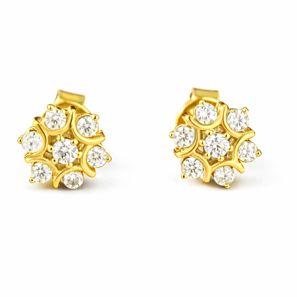 Moissanite Snow Flower Stud Earrings