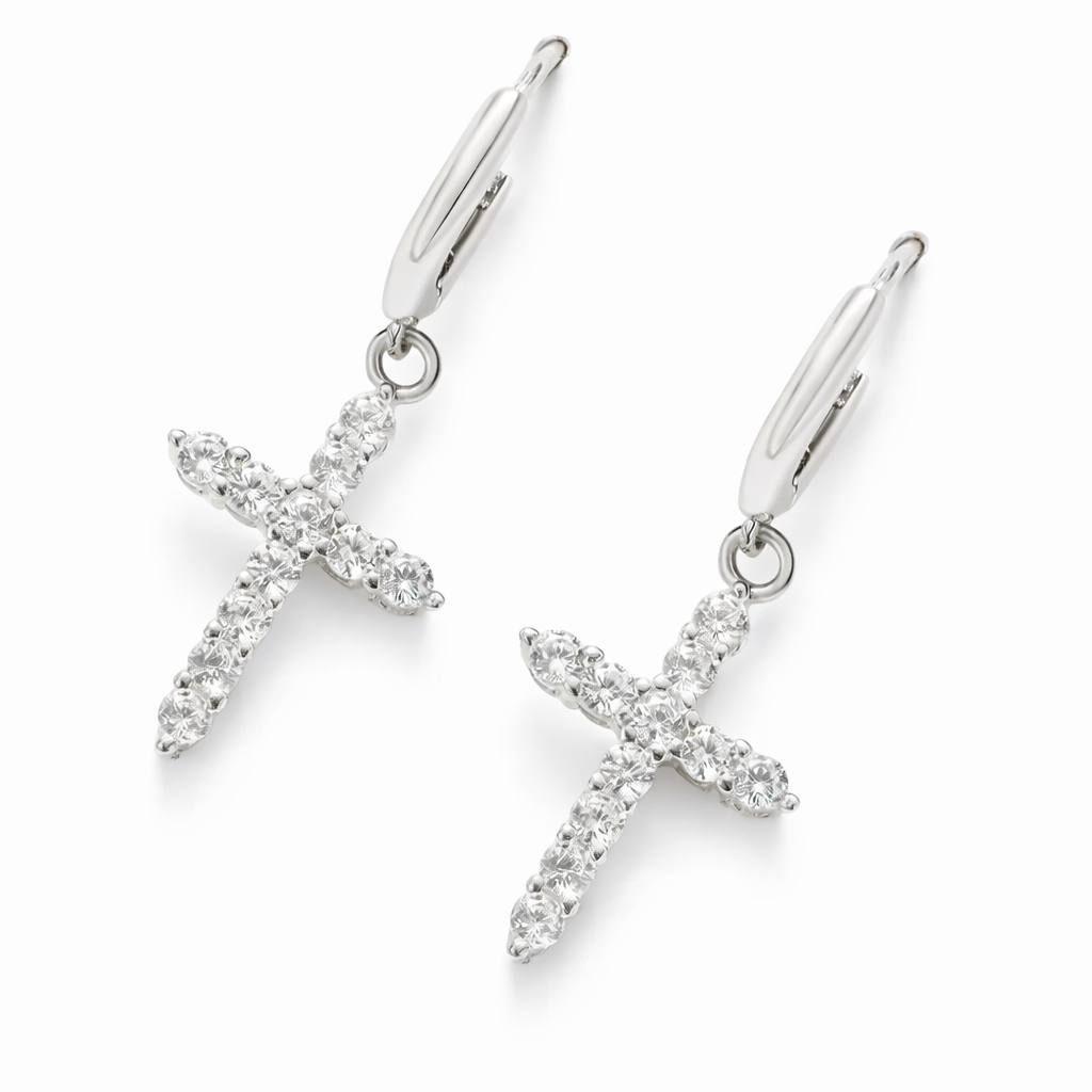 VVS Cross Hoop Pendant Earrings