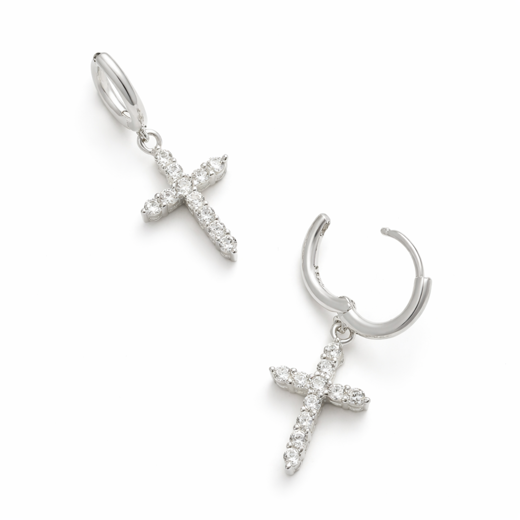 VVS Cross Hoop Pendant Earrings