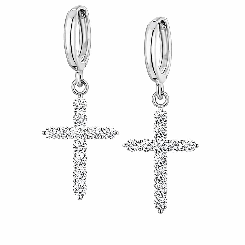 VVS Cross Hoop Pendant Earrings