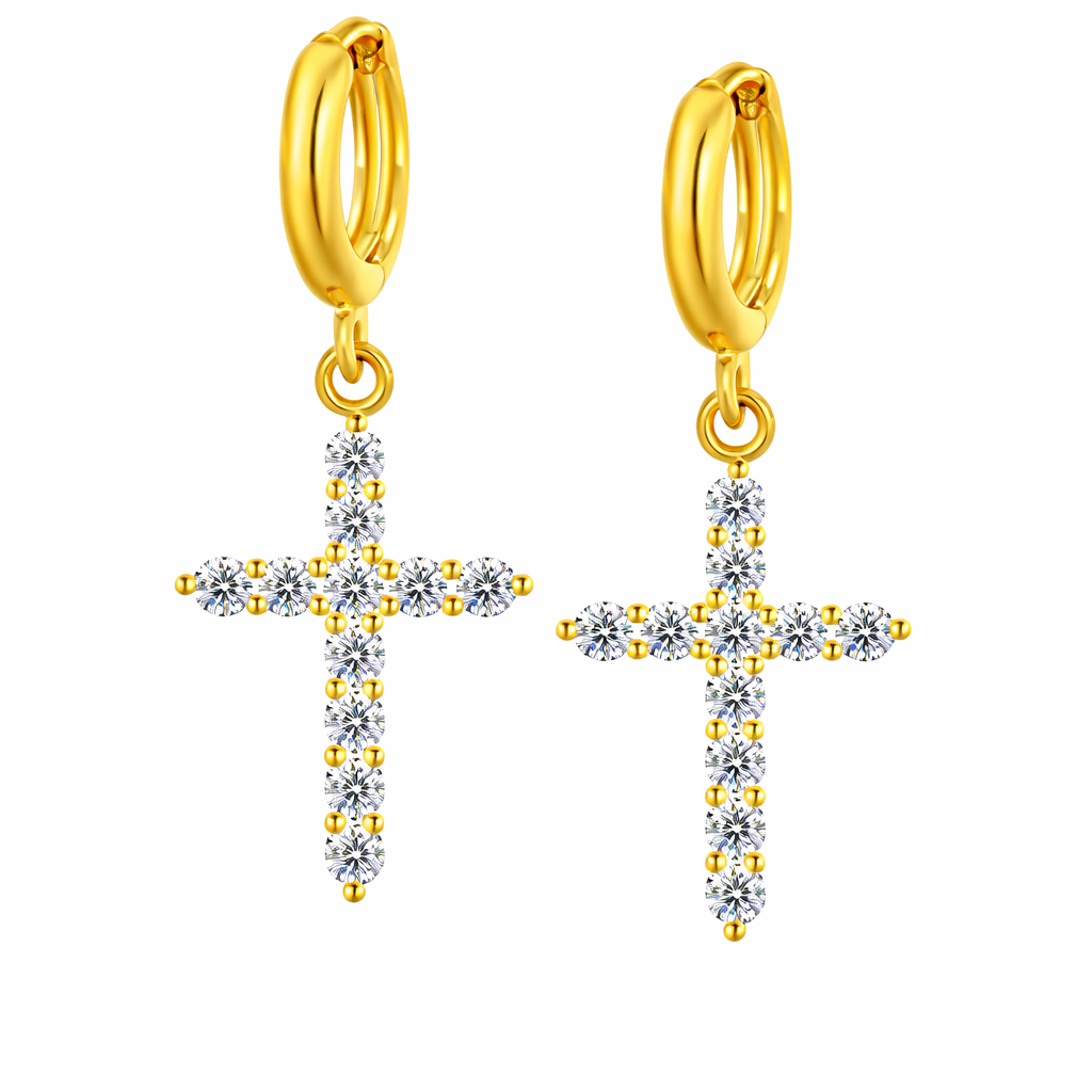 VVS Cross Hoop Pendant Earrings