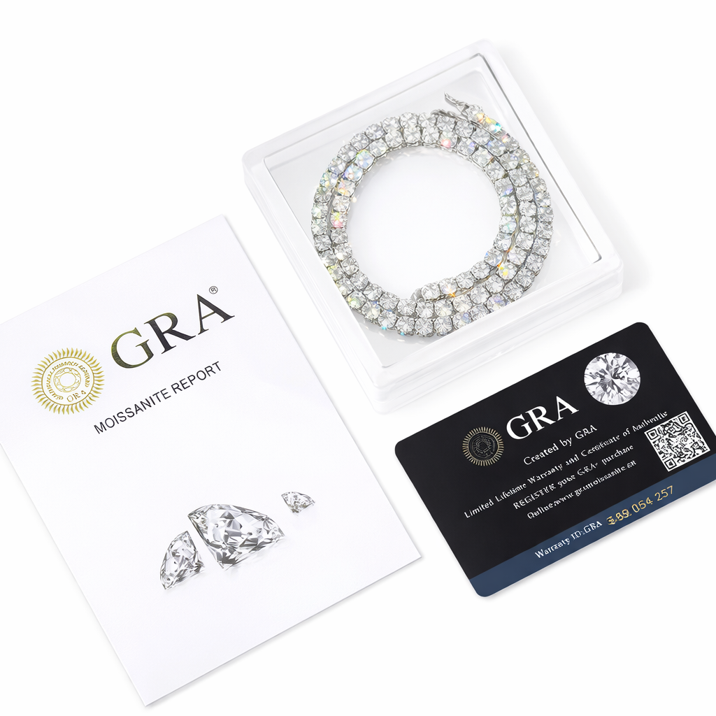 S925 Moissanite Tennis Chain 18K Gold (ALL SIZES)
